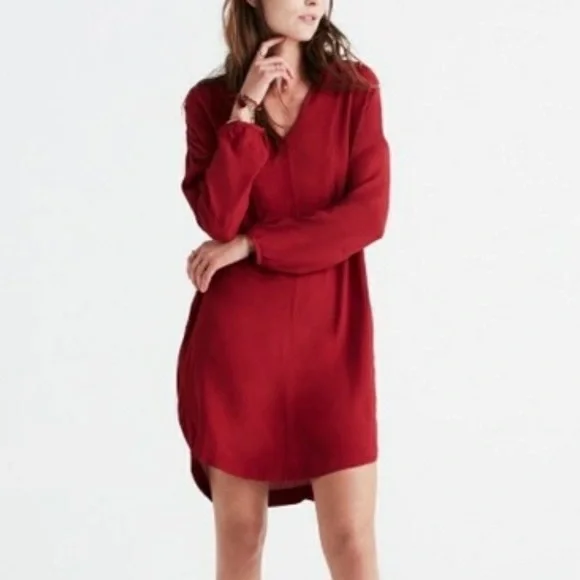 Madewell Maroon Du Jour Shift Dress - Picture 1 of 6